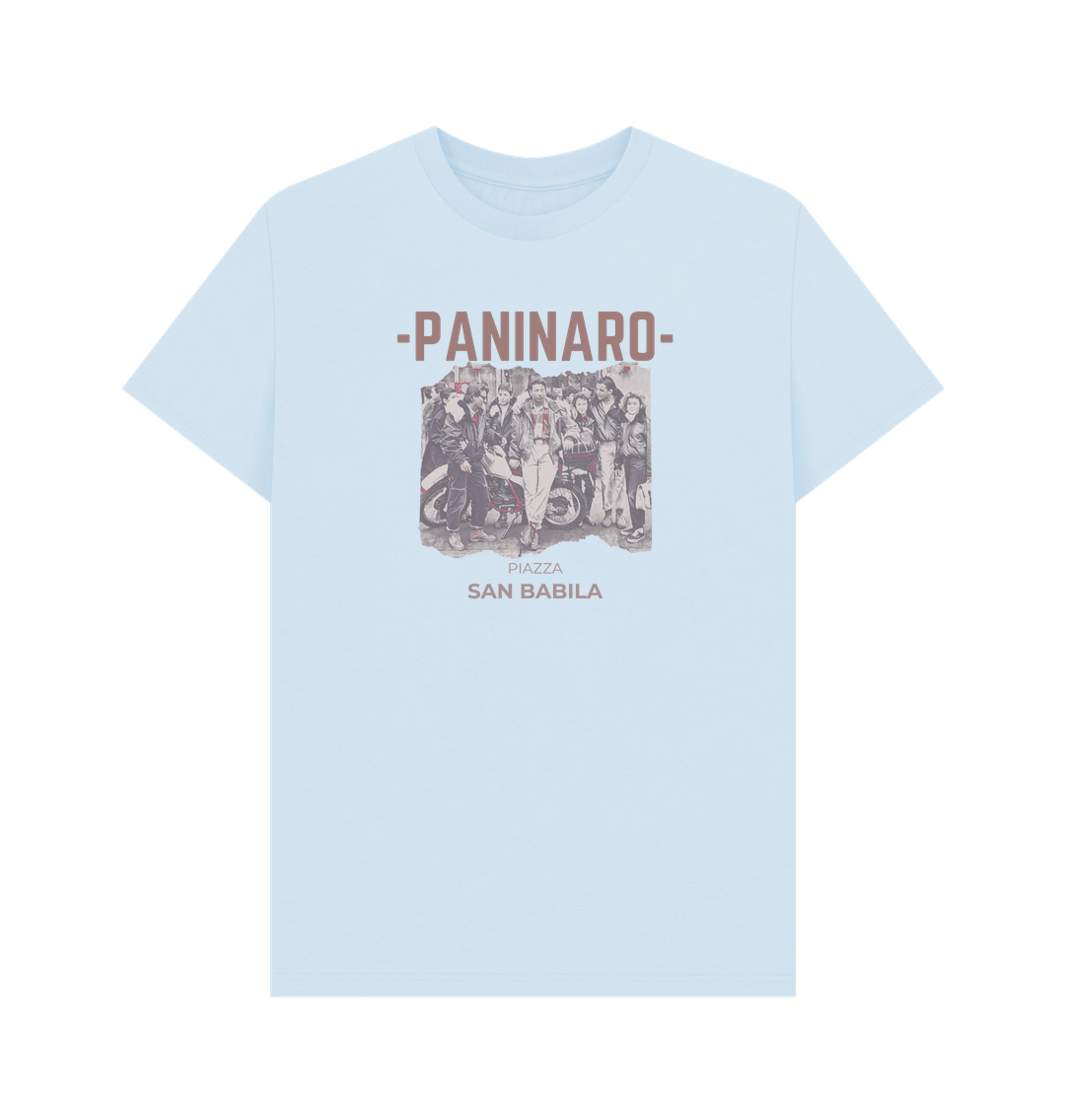 Paninaro Piazza San Babila  t-shirt with vintage-inspired graphic, celebrating 80s Milan street culture