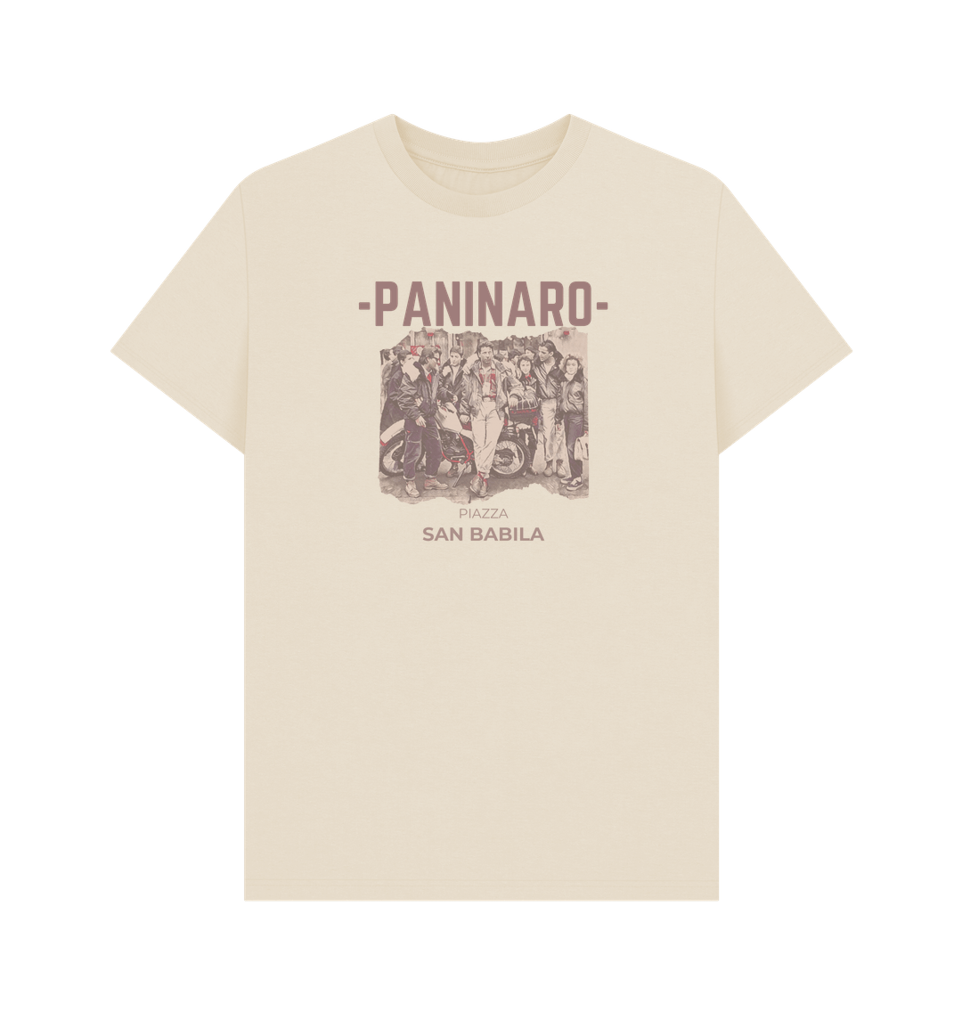 Paninaro Piazza San Babila  t-shirt with vintage-inspired graphic, celebrating 80s Milan street culture