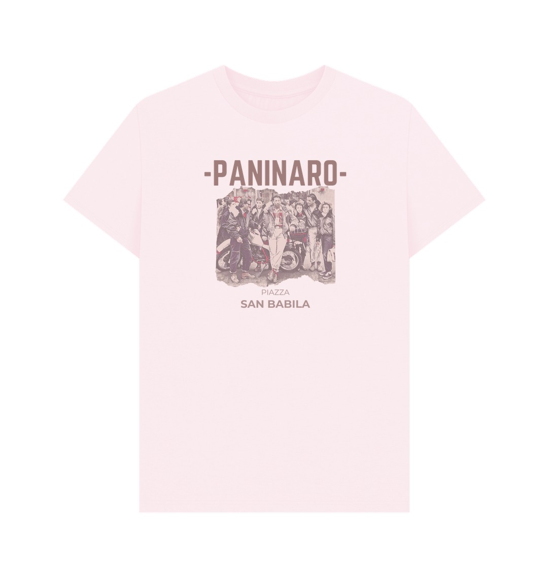 Paninaro Piazza San Babila  t-shirt with vintage-inspired graphic, celebrating 80s Milan street culture