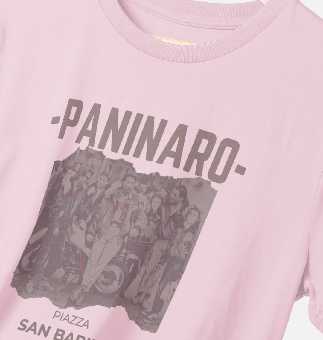 Paninaro Piazza San Babila  t-shirt with vintage-inspired graphic, celebrating 80s Milan street culture