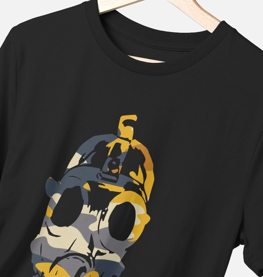 Urban Masked Casual Tee with Camo Gas Mask Graphic